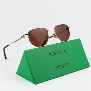 NEW Bottega Veneta BV1301S 003 Gold Brown Split Panthos Unisex Sunglasses